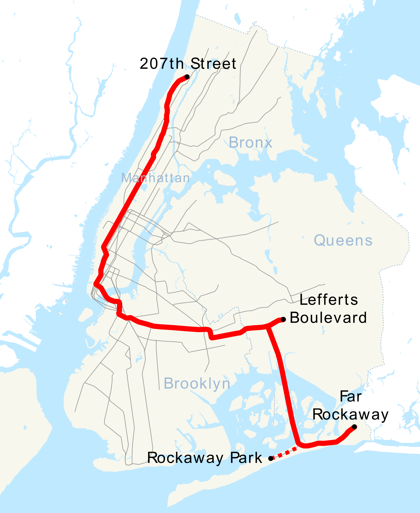 Map of the A Train in NYC subway