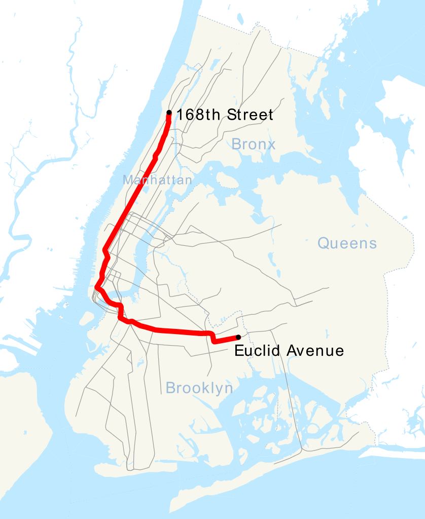 Map of the C Train in NYC subway