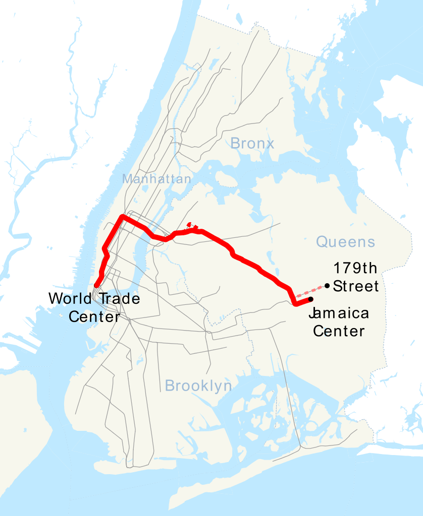 Map of the E Train in NYC subway