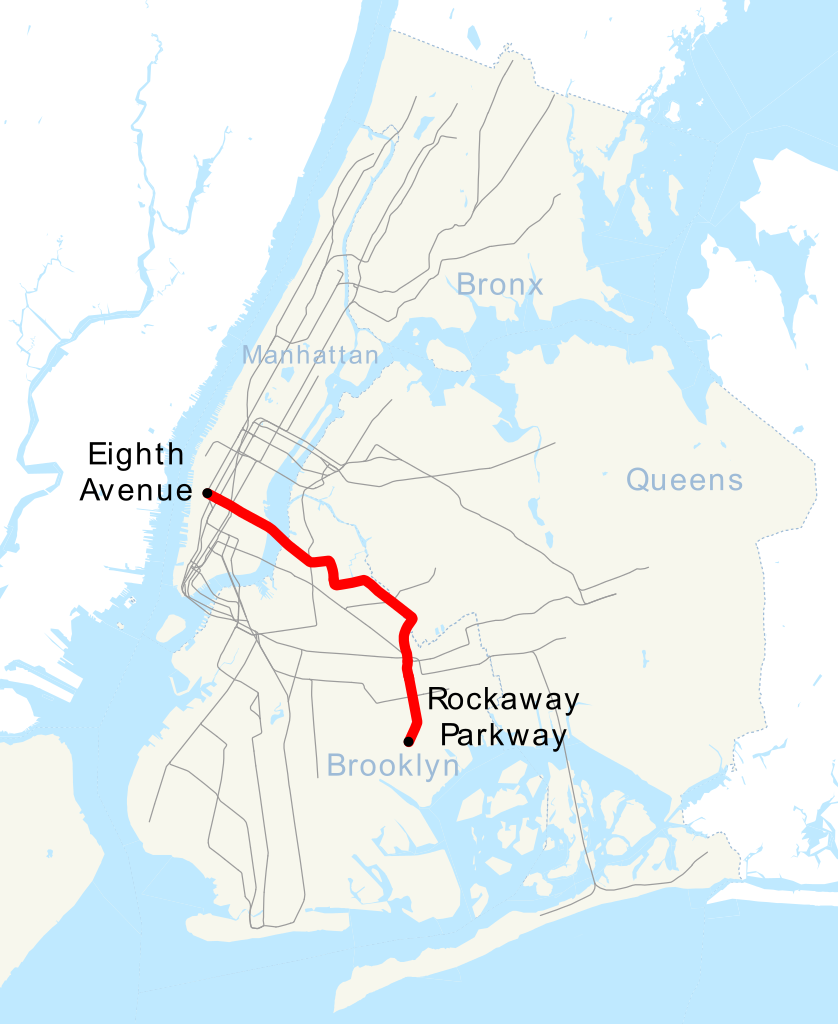 Map of the L Train in NYC subway