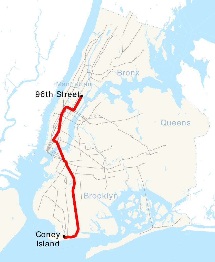 Map of the Q Train in NYC subway