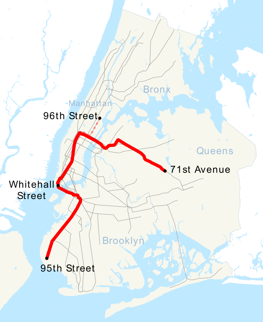 Map of the R Train in NYC subway