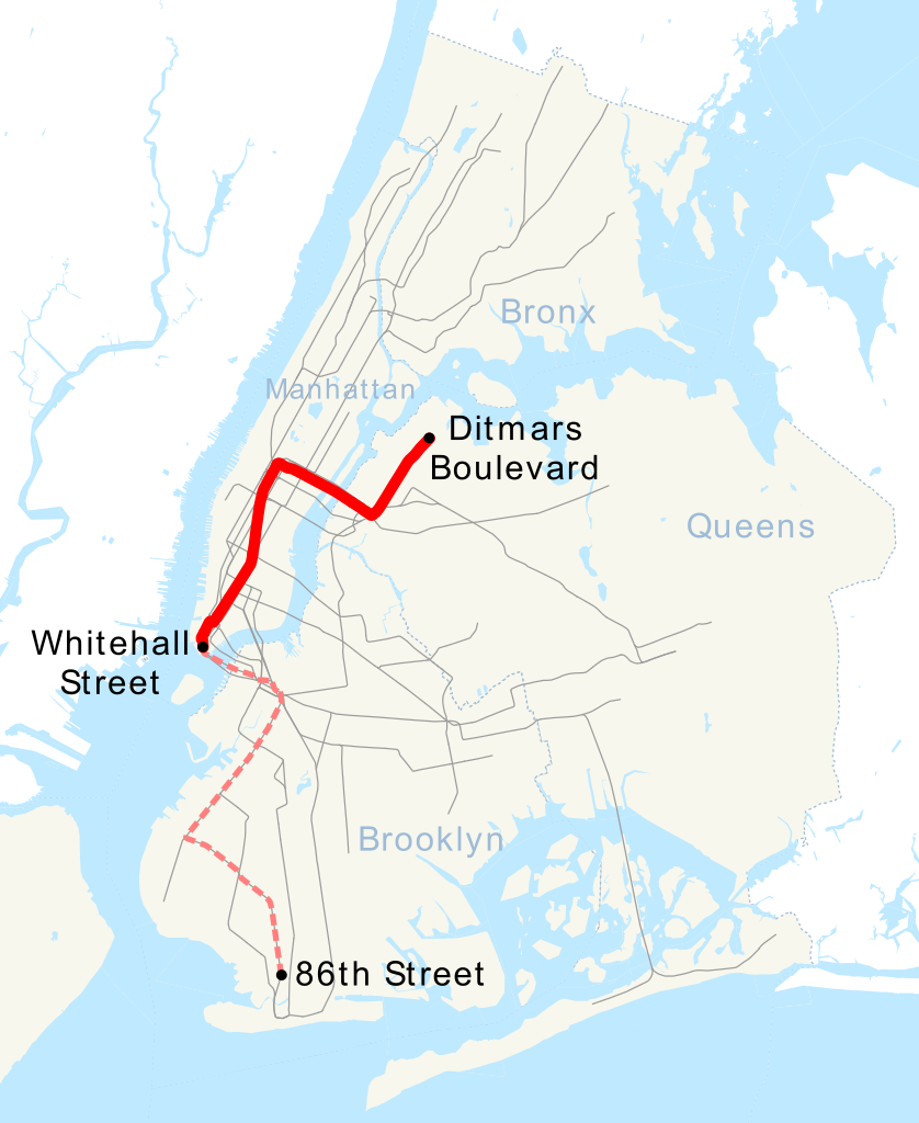 Map of the W Train in NYC subway